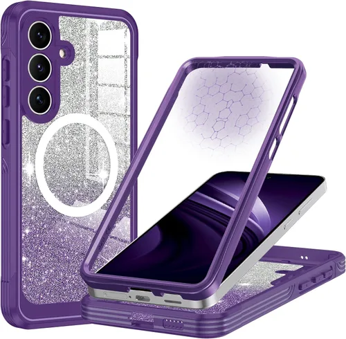 Vista 16 de Hekodonk Funda magnética para Galaxy A17 5G, [compatible con Magsafe] [Protector de pantalla de vidrio templado integrado] [tarjeta con purpurina]