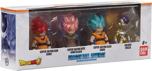 Vista 3 de Dragon Ball Super Dragon Ball Adverge SS Blue Goku, SS Rose Goku Black y Golden Freiza Mini Figura de 2.5 Pulgadas Paquete de 4