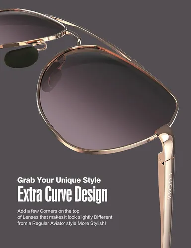 Vista 4 de Lentes para aviador Luenx polarizados, para hombres y mujeres, con armazón de metal grande, protección UV 400