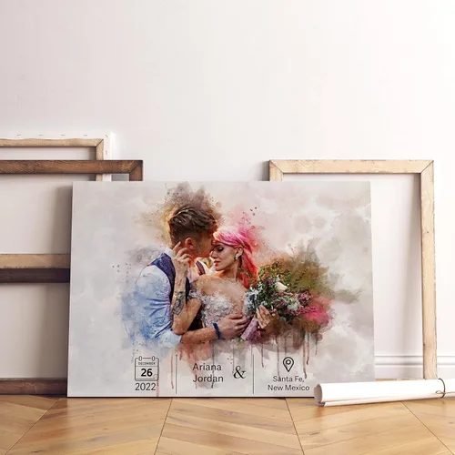 Vista 5 de Awesometik Nuestro lugar especial Ilustración de acuarela personalizada donde nos conocimos ubicación Diseño de acuarela Recuerdo festivo favorito