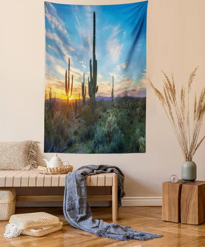 Vista 14 de Ambesonne Tapiz Trippy, vista panorámica de la cascada con bosques de ensueño y mandala oriental psicodélico, decoración de tela para colgar