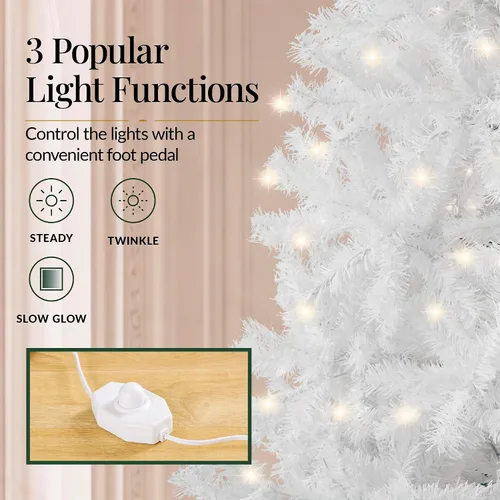 Vista 106 de Best Choice Products Árbol de Navidad azul bebé preiluminado de 6 pies, decoración navideña artificial completa con 947 puntas de rama, 250 luces