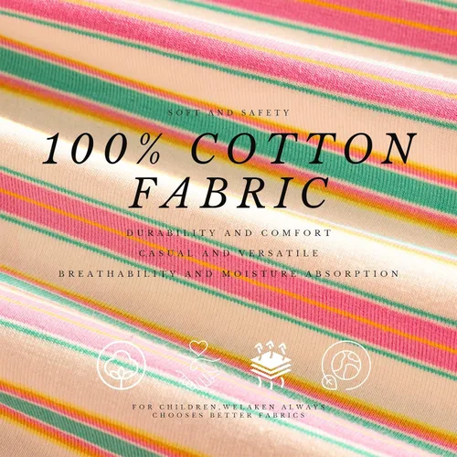 Vista 4 de WELAKEN Vestido de lentejuelas unicornio con rayas arcoíris para niñas pequeñas y niños II vestidos casuales con mangas con volantes
