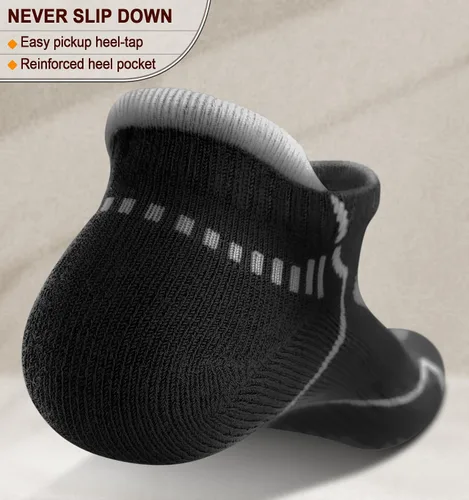 Vista 5 de BULLIANT Calcetines de correr para hombre, 6 pares, calcetines de tobillo que no se ven transpirables, absorben para hombres y mujeres, suela