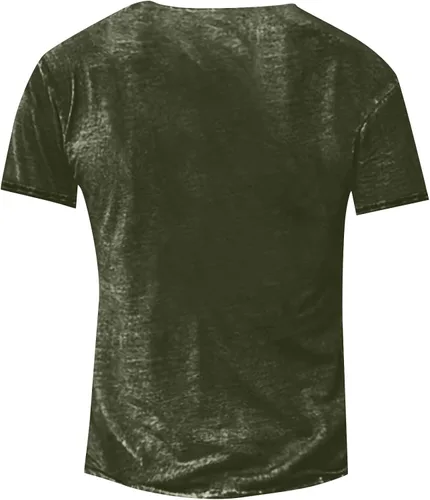 Vista 2 de Blusa de verano para hombre, cómoda, cuello en V, botones, manga corta, casual, ajustada, 2023