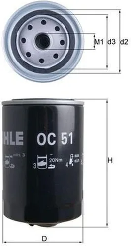 Vista 2 de Mahle Filtro de aceite OC 51