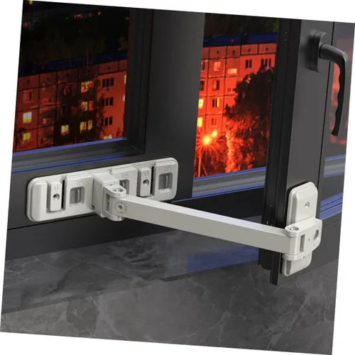 Vista 5 de Cerradura de ventana deslizante ajustable fácil de instalar, cerradura de seguridad para niños que evita caídas, no requiere taladros, cerraduras