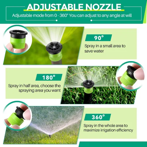 Vista 4 de Kit de herramientas de boquilla de aspersor de 11 piezas compatible con rociadores emergentes RainBird/Hunter, incluye boquilla de arco variable