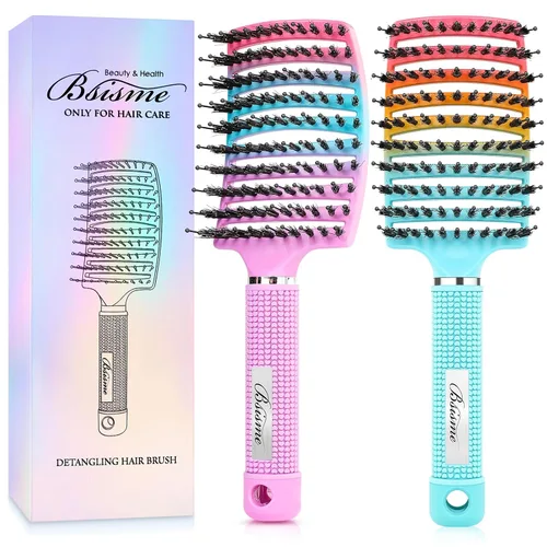 Vista 10 de Bsisme Juego de cepillos para el cabello, cepillo desenredante de Azul y morado.