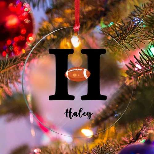 Vista 10 de Adornos colgantes personalizados con monograma inicial de letra A, árbol de Navidad, apellido personalizado, decoración de árbol de Navidad, feliz