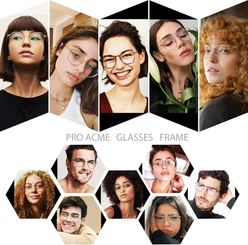 Vista 3 de Pro Acme Gafas redondas de moda Metal Clear Lens Frame Vintage Unisex Gafas 53MM