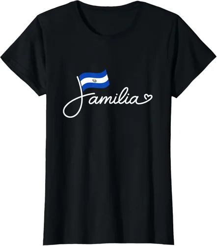 Vista 46 de El Salvador Familia - Camiseta con texto en inglés "La Familia de la Bandera Salvadoreña