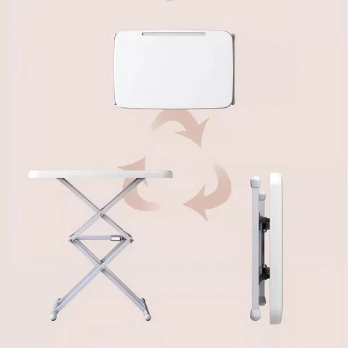 Vista 4 de Mesa plegable pequeña, mesa de cena de TV de altura ajustable, mesa de escritorio plegable alta para comer, mesa de cartas plegable compacta