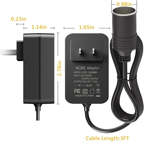 Vista 2 de Convertidor de CA a CC 2 A, enchufe para encendedor de cigarrillos de automóvil, transformador adaptador de fuente de 120 V a 12 V para bomba