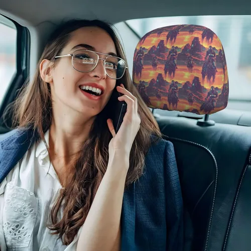 Vista 7 de Headrest Covers for Cars Accessories Interior for Women Men 2Pcs - Cyber Retro Western Cowboy Print Head Rest Cover for Car Decor, Fashion