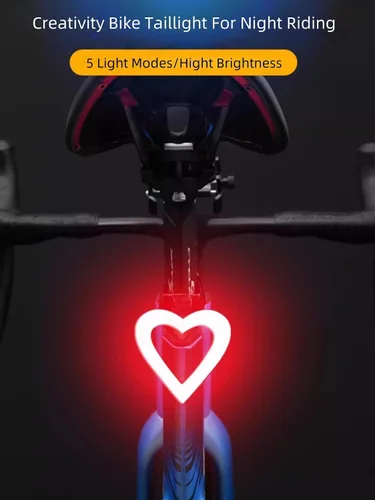 Vista 5 de VANAPARK - Luz trasera para bicicleta, luz trasera de bicicleta de forma creativa, luz trasera de bicicleta recargable de 60 lúmenes máx. 60