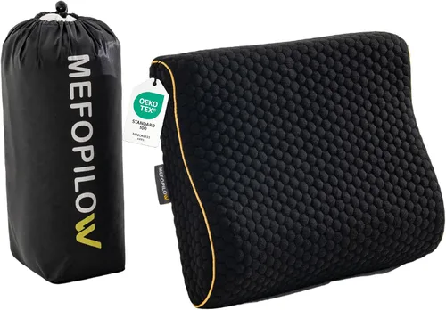 Vista 19 de Almohada de viaje de espuma viscoelástica con funda lavable y bolsa de transporte, almohada de cuello compacta, suave y transpirable para avión