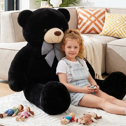 Vista 3 de IKASA Oso de Peluche Gigante Animal de Peluche Juguete de Felpa, 47 pulgadas Grande Lindo Jumbo Juguetes Suaves, Enorme Gran Esponjoso Gordo Negro