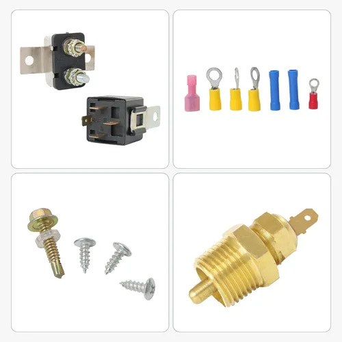 Vista 4 de Kit de termostato de ventilador de enfriamiento eléctrico de 175-185 grados, sensor de temperatura, 40, 50, 60 amperios, relé de temperatura