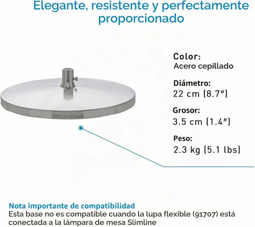 Vista 7 de Base de lámpara de escritorio para modelos Slimline – Soporte independiente antideslizante – Compatible con D35108, D35107, D35106 – Acabado