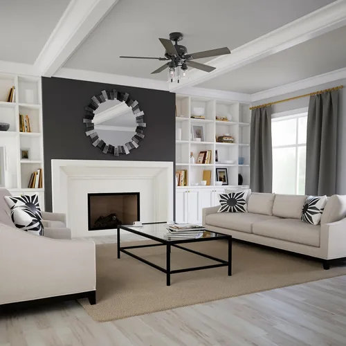 Vista 9 de Hunter Hartland 51745 - Ventilador de techo interior de 52 pulgadas con luces LED, para dormitorio, sala de estar o cocina, montaje estándar, sin