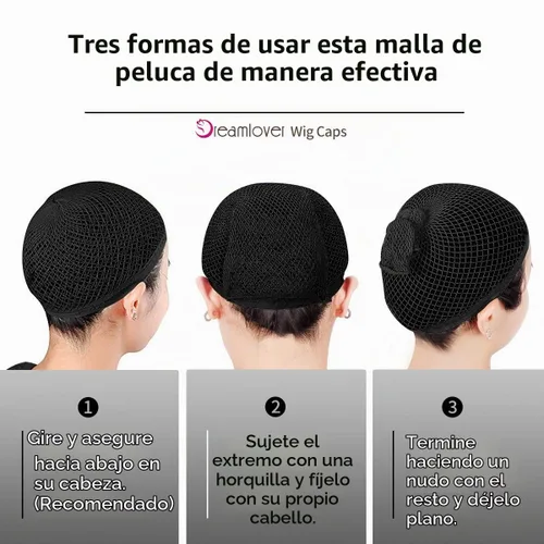 Vista 2 de Dreamlover Red de peluca negra para cabello largo, 2 piezas Negro