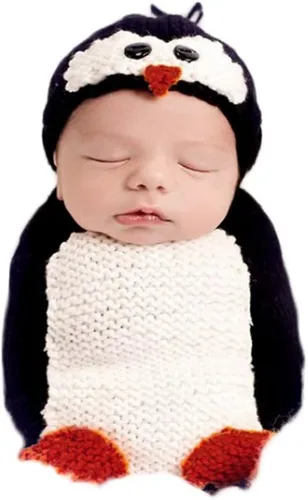 Vista 7 de Accesorios de fotografía para bebés recién nacidos, accesorios para sesión de fotos, trajes de ganchillo de punto unisex lindo sombrero pantalones