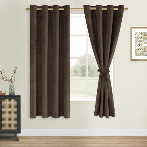 Vista 79 de DWCN - Juego de 2 paneles de cortina de terciopelo con ojales negros, tratamiento de ventanas con aislamiento térmico, apilables, decoración moderna