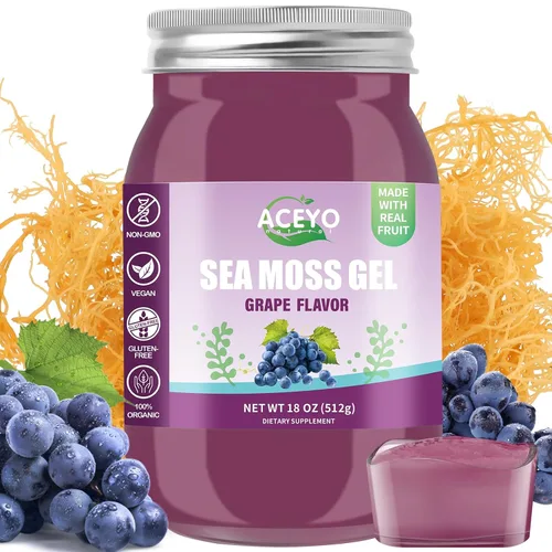 Vista 21 de ACEYO Gel de musgo marino irlandés (18 onzas) crudo vegano mango sabor piña 102 vitaminas y minerales cosechados en la naturaleza sin OMG