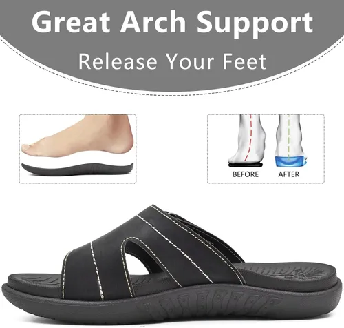 Vista 5 de KuaiLu - Sandalias ortopédicas de moda para mujeres, ligeras, tipo tenis deportivos, con plantilla de goma suave. Sandalias con cierre tipo slip-on