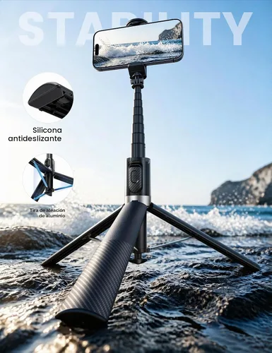 Vista 3 de Lamicall Trípode de 65" para iPhone 0.77lb Selfie Stick con control remoto Negro