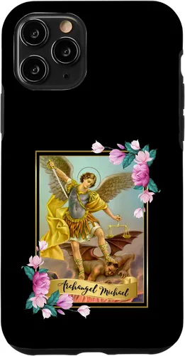 Vista 29 de Funda protectora para iPhone 17, diseño de ángel de la iglesia católica de San Miguel Arcángel