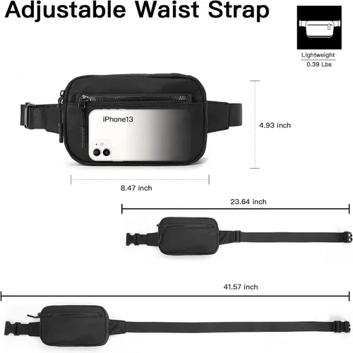 Vista 4 de Telena Riñoneras para mujeres y hombres, a la moda, con correas ajustables, negro, (0-black)