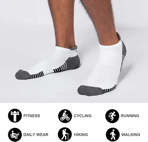 Vista 2 de Lapulas Calcetines de tobillo atléticos para correr, corte bajo, acolchados, antiampollas, calcetines deportivos para hombres y mujeres, 6 pares