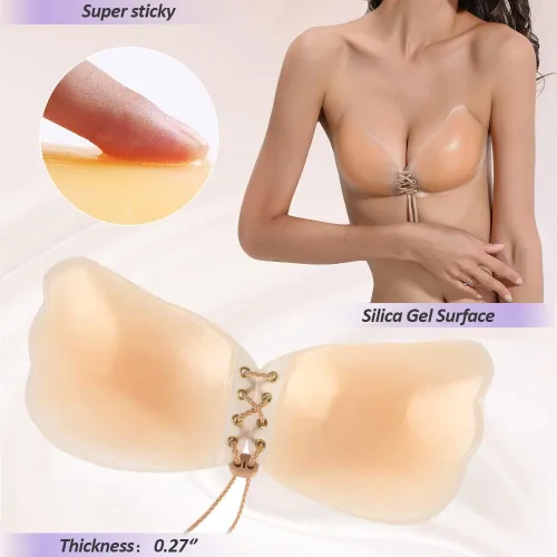 Vista 4 de WEICHENS Breast Lift Adhesive Bra Invisible Strapless Sticky Push Up Bra Silicone Nipple Covers for Backless