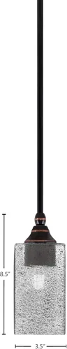 Vista 2 de Toltec Lighting Tallo Colgado Mini colgante, acabado de cobre negro, 3.5" cuadrado humo burbuja vidrio