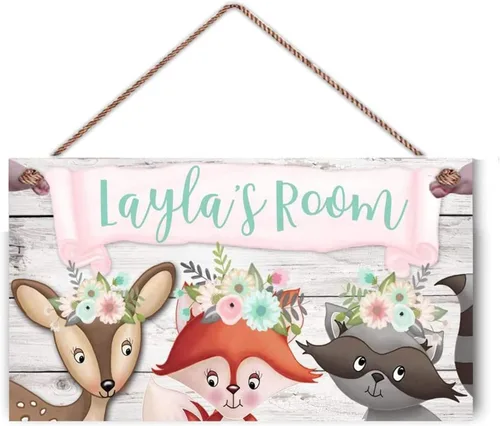Vista 4 de JZDKJN Personalize Name Decoración de la pared del hogar Colgante de elefante bebé rosa dormitorio niño niña habitación creativa pared colgante