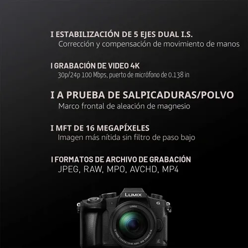 Vista 2 de Cámara Panasonic Lumix DMC-G85KBODY de lentes intercambiables, sin espejo, 4K, cuerpo solamente, 16 megapíxeles, negro