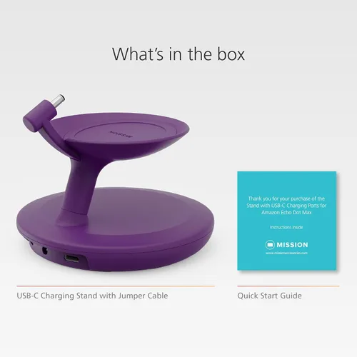 Vista 8 de Soporte con puertos de carga USB-C para Echo Dot Max, completamente nuevo, Made for Amazon