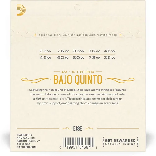 Vista 3 de D'Addario Cuerdas Bajo Quinto EJ85