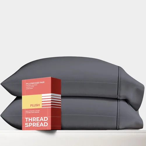 Vista 25 de Thread Spread Fundas de Almohada de Algodón Egipcio 100% Tamaño Estándar/Queen Juego de 2 - Fundas de Almohada Beige Satén de Lujo con Cuenta