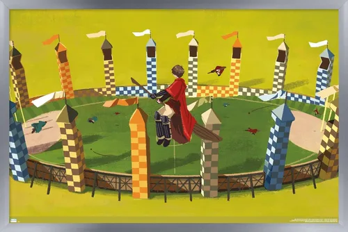 Vista 11 de Trends International The Wizarding World: Harry Potter - Póster de pared de Harry Quidditch, 14.72 x 22.37 pulgadas, versión enmarcada de madera