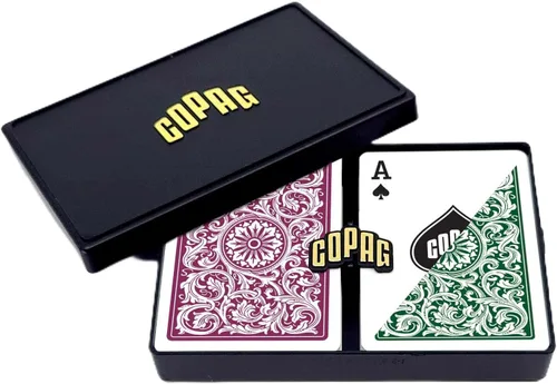Vista 10 de Copag 1546 Design - Juego de cartas 100% de plástico, tamaño de póquer (estándar), verde/borgoña (índice jumbo, 1 juego)