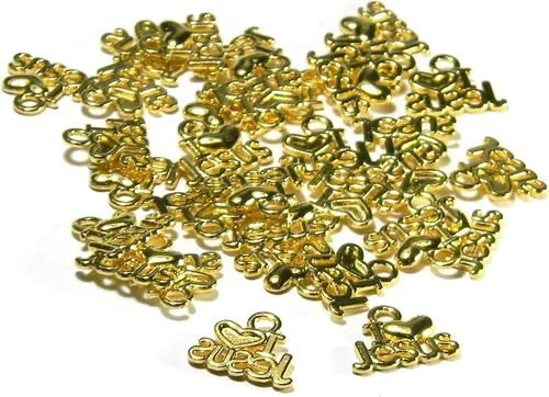Vista 5 de 30 dijes de joyería cristiana I Love Jesus con base de estaño chapado en corazón (chapado en bronce antiguo)