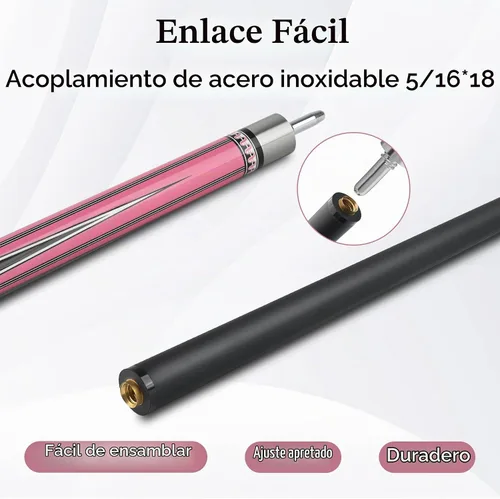Vista 3 de Palo de billar profesional de 58" de 2 piezas - Palo de billar profesional de fibra de vidrio y arce