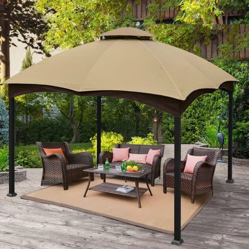 Vista 5 de COOSHADE Toldo Superior de Repuesto para Cenador para Lowe's Allen Roth #GF-12S004B-1(Beige1)