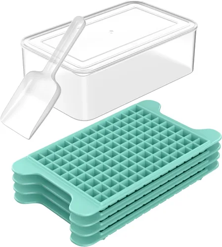 Vista 9 de Mini bandeja para cubitos de hielo para congelador: bandejas de hielo pequeñas FDDBI para congelador con contenedor – 117 × 4 piezas bandeja