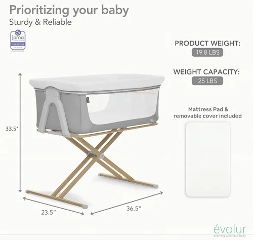 Vista 7 de Evolur Orabelle - Cuna portátil para bebé, plegable con bolsa de viaje