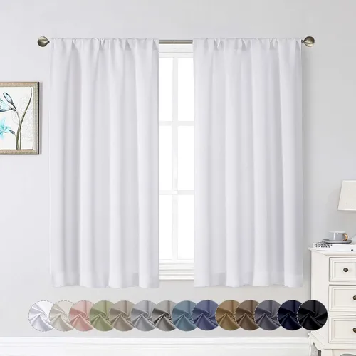 Vista 45 de Cortinas opacas para dormitorio, sala de estar, juego de 2 paneles de 54 pulgadas de largo, cortinas de oscurecimiento de habitación con aislamiento