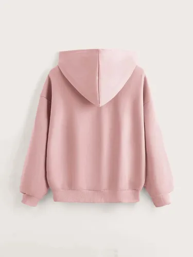 Vista 2 de Floerns Sudadera con capucha de manga larga con estampado gráfico de corazón para niñas